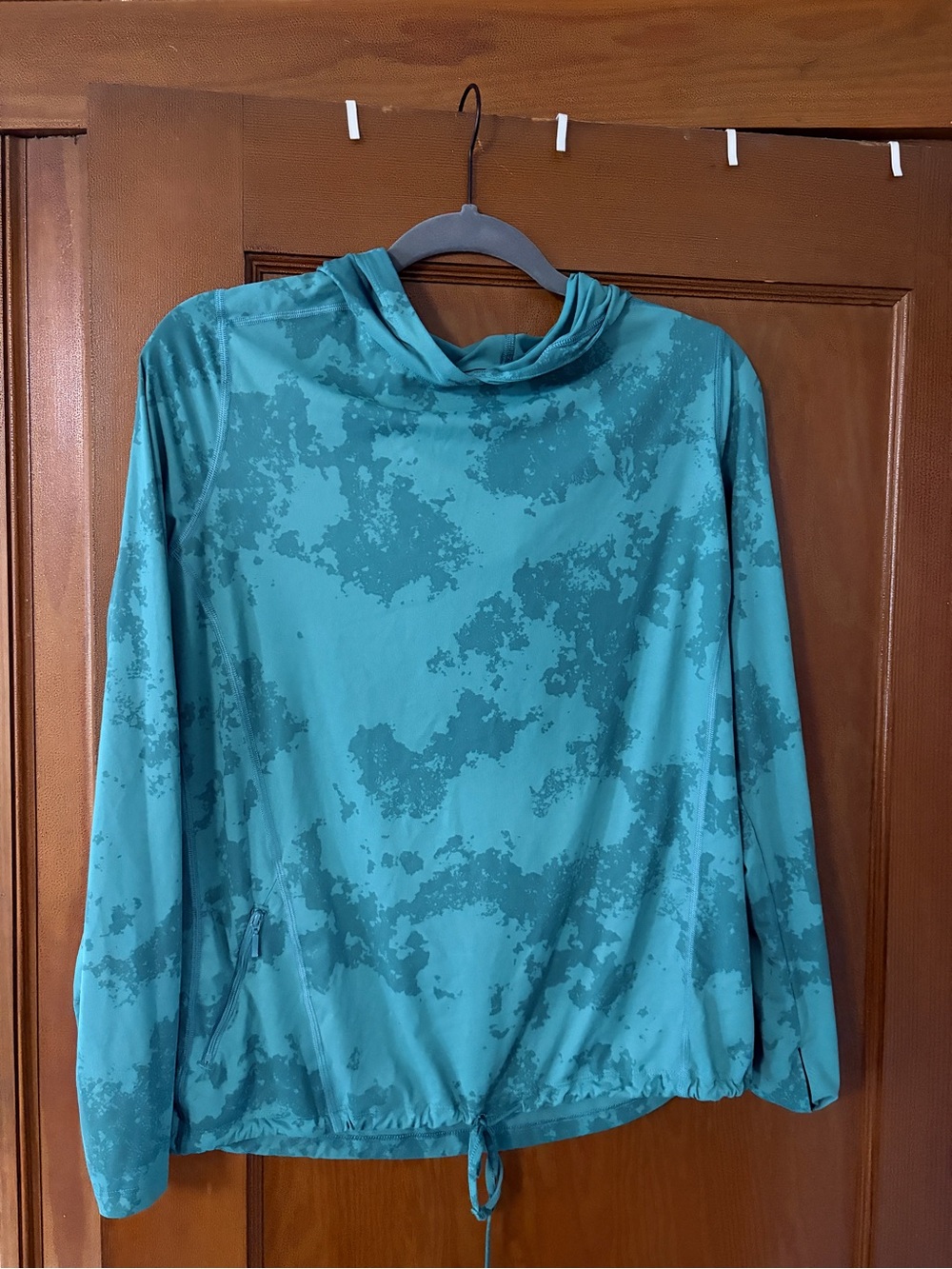 Women’s Teal lightweight UV swim shirt with hood